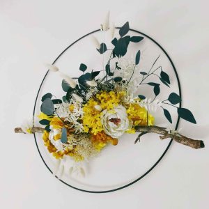 Cercle végétal hortensia jaune et eucalyptus populus