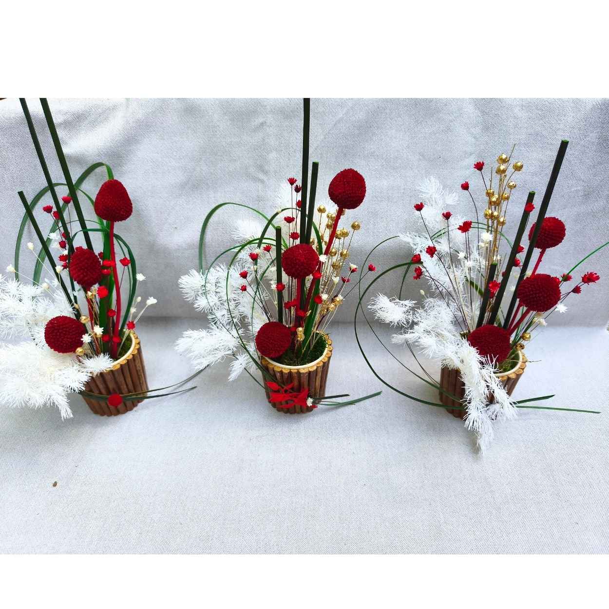 Pot sarments et craspédies rouges stabilisées – Image 2