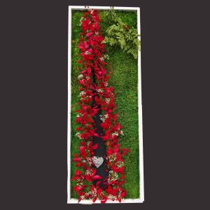 Tableau écrin végétal fente rouge coeur